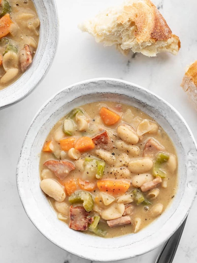 Ham and bean soup in a list of leftover ham recipes