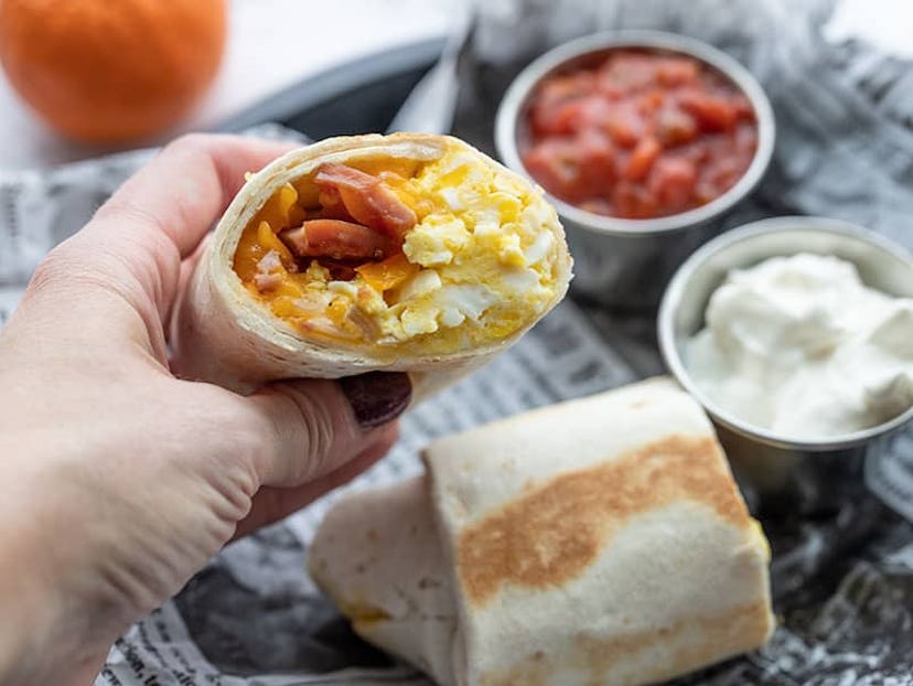 Freezer breakfast burritos in a list of leftover ham recipes