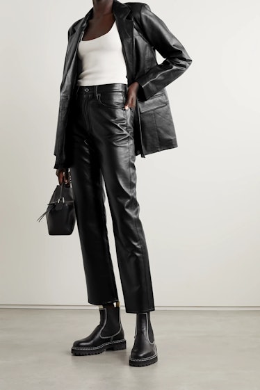 + NET SUSTAIN Leather-Blend Straight-Leg Pants