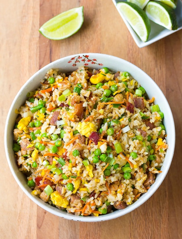 Pork fried rice in a list of leftover ham recipes