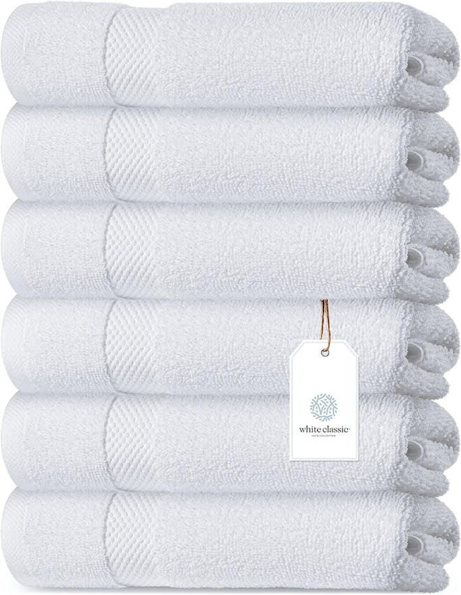 White Classic Luxury Hand Towels (Set of 6)