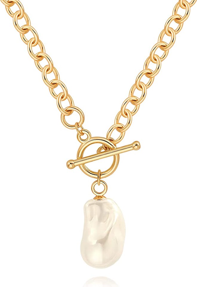 PEARLADA 18K Gold Baroque Pendant Necklace
