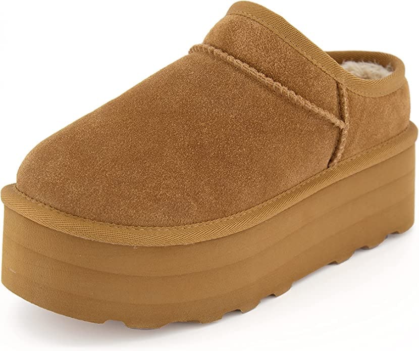 CUSHIONAIRE Huggy Suede Mule Platform Plus Memory Foam