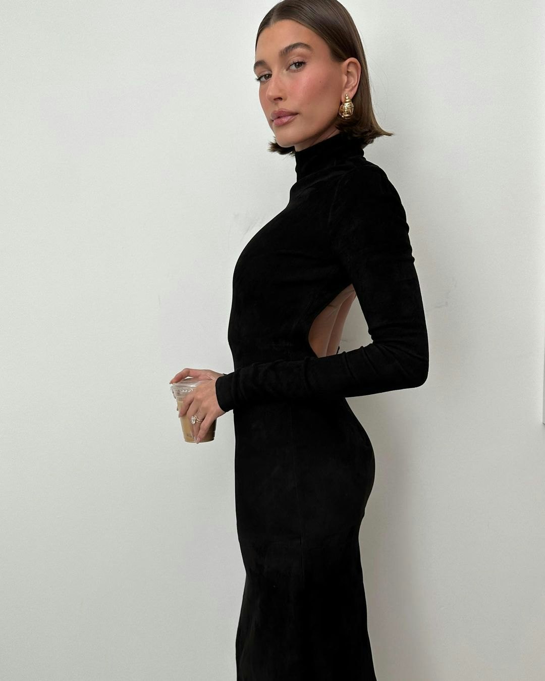 Turtleneck open back dress sale