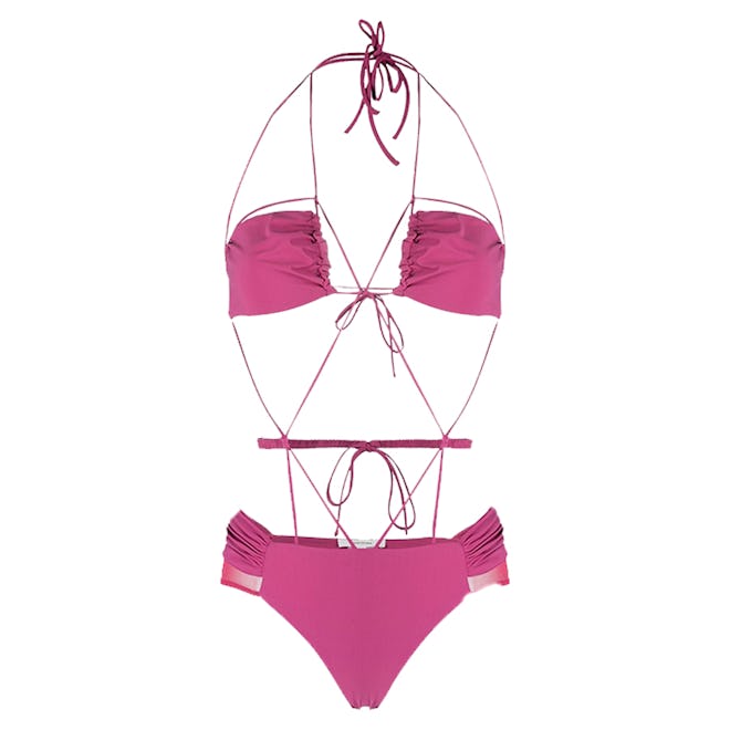 Nensi Dojaka Gathered Bra Swimsuit with Ruched Belt