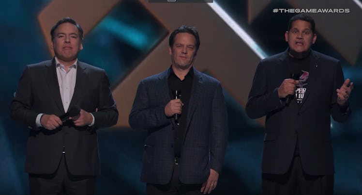 Phil Spencer, Reggie Fils-Aime, and Shawn Layden at the 2018 game awards