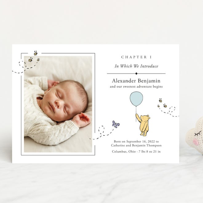 birth announcement card winnie the pooh