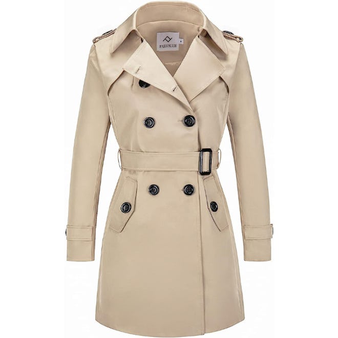 FARVALUE Double Breasted Trench Coat