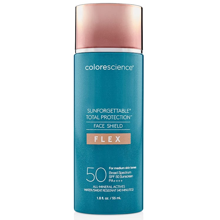 colorescience unforgettable total protection face shield flex is the best tinted spf setting spray