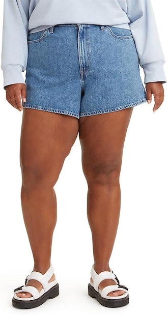 These Levi's denim shorts for big thighs have a relaxed, mom-style fit.
