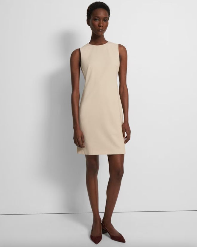 theory Sleeveless Fitted Dress in Good Wool