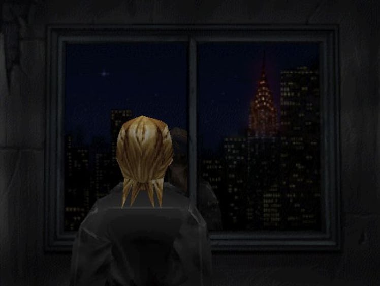 Parasite Eve Aya Brea looking at the Chrysler Building