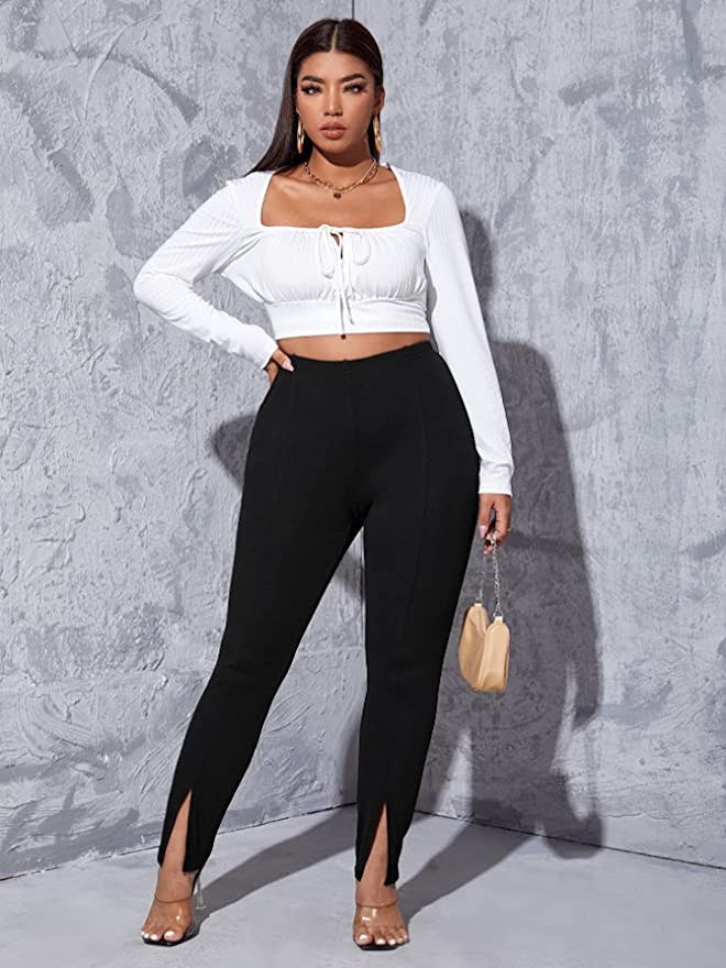 WDIRARA High Waist Split Front Skinny Pants