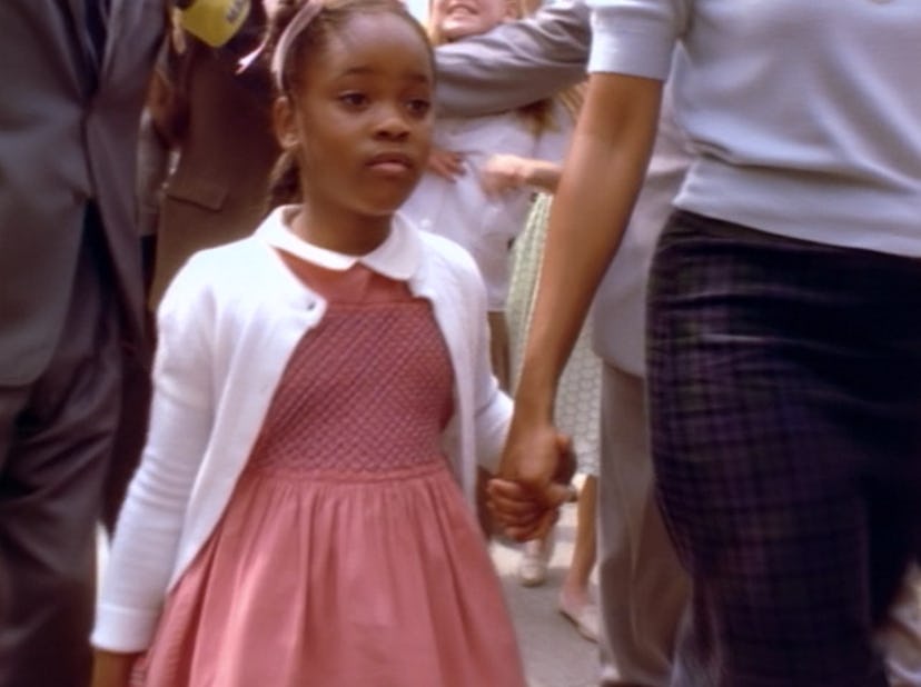 A tense scene from 'Ruby Bridges,' which a school in Florida has temporarily banned.