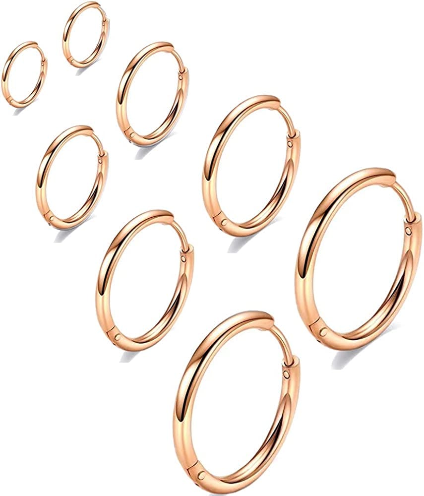 Gabry&amp;jwl Surgical Stainless Steel Huggie Hoop Earrings (4 Pairs)