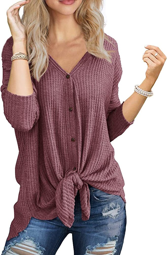IWOLLENCE Waffle Knit Tunic