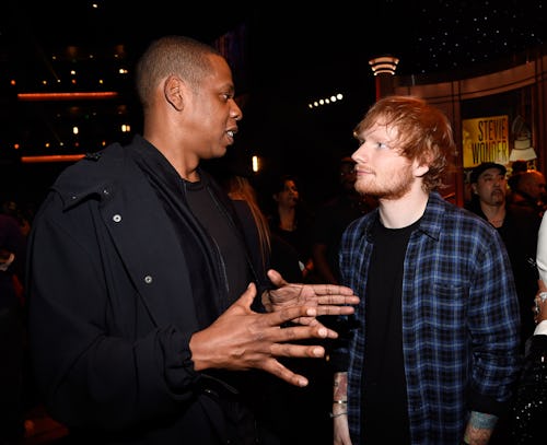 Jay-Z and Ed Sheeran at a music event in Los Angeles, California