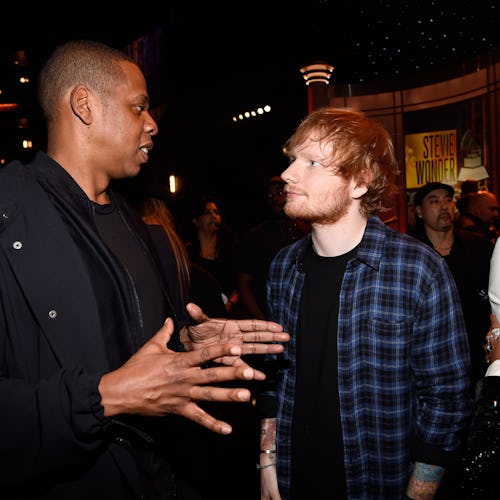 Jay-Z and Ed Sheeran at a music event in Los Angeles, California