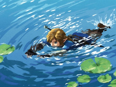 Breath of the Wild Link swimming official art