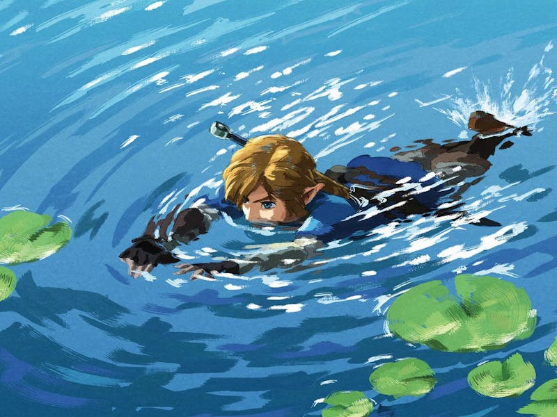 Breath of the Wild Link swimming official art