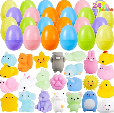 These amazon easter eggs are filled with squishy toys and a great easter egg hunt toy for toddlers