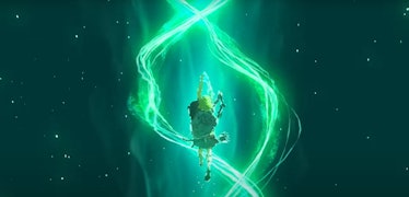 Link using Ascend in Tears of the Kingdom gameplay footage