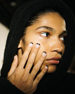 Matte black French manicure