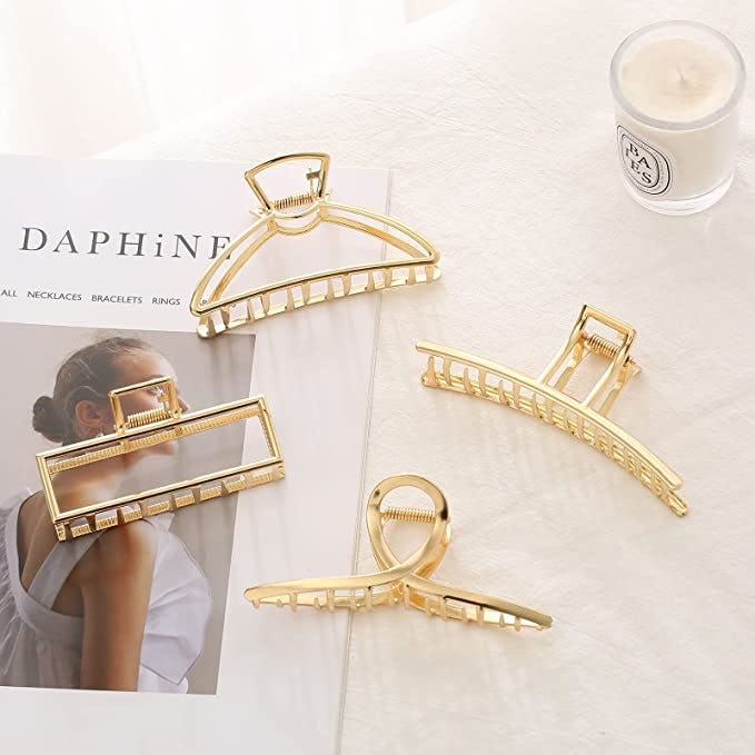 SYGY Large Gold Hair Claw Clips (4-Pack)