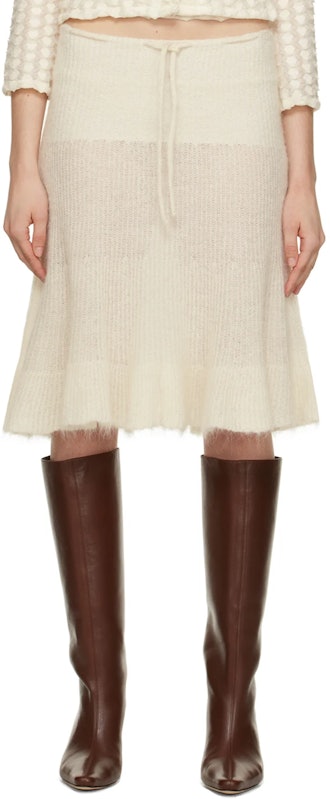 Off-White Fuzzy Midi Skirt