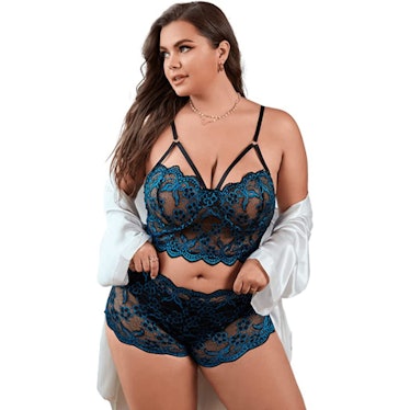 SOLY HUX Floral Lace Scalloped Trim Lingerie