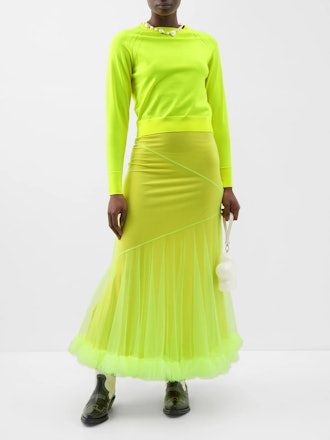 Helga Asymmetric Tiered Tulle Midi Skirt