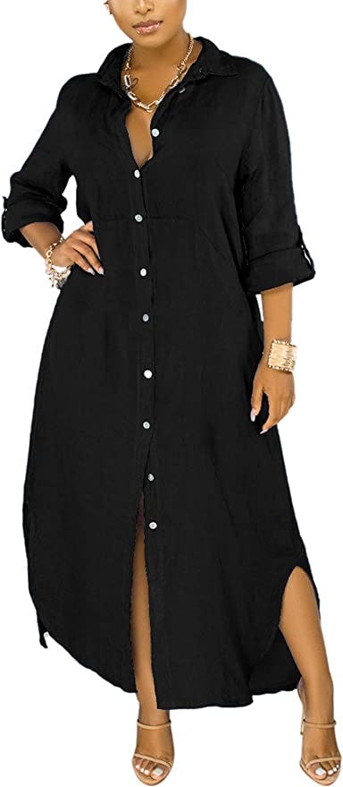 Chatinction Button Down Maxi Dress