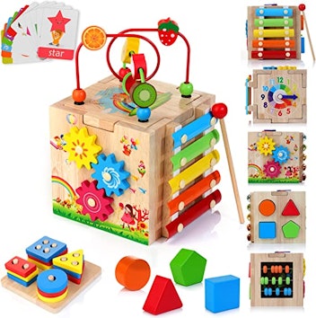 HELLOWOOD Wooden Activity Cube