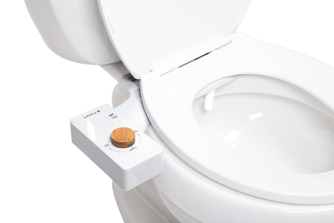 Tushy bidet installed on toilet in a Tushy bidet review