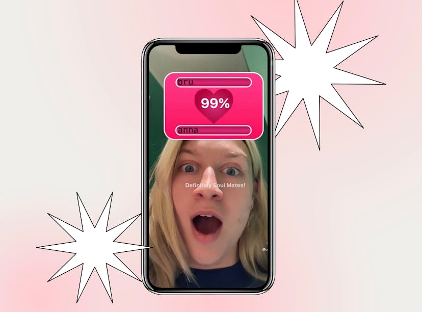 Screenshot of TikTok's Love Tester filter, used by Anna Sitar
