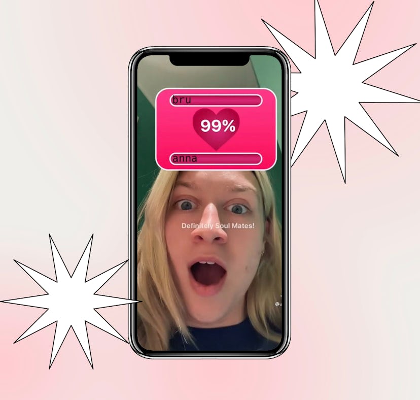Screenshot of TikTok's Love Tester filter, used by Anna Sitar