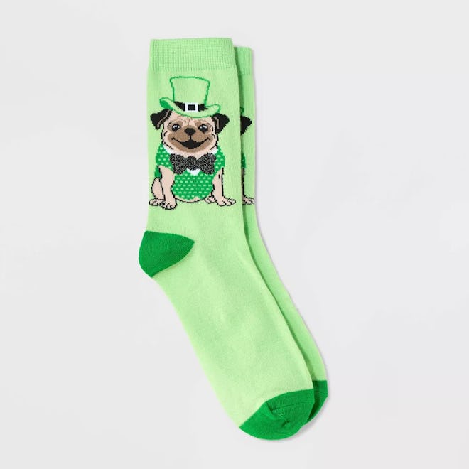 Women's Irish Pug St. Patrick's Day Crew Socks