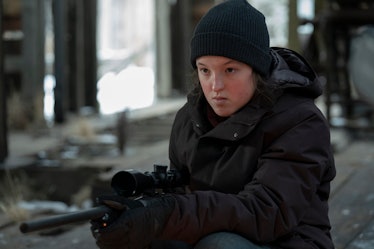 Ellie (Bella Ramsey) holds a rifle in The Last of Us Episode 8
