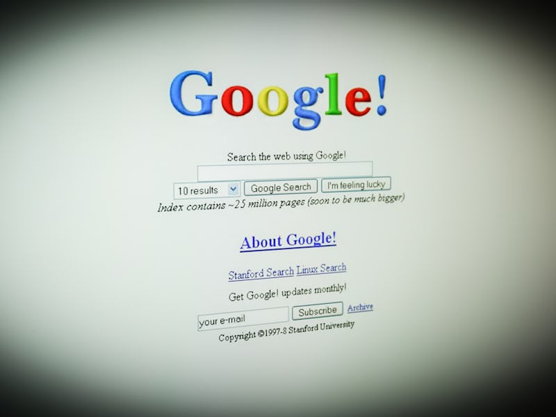The original Google.com homepage in 1997