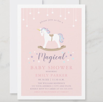 unicorn baby shower invitation