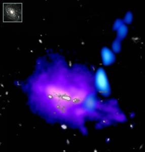 stream of gas coming off of a central region of a galaxy cluster