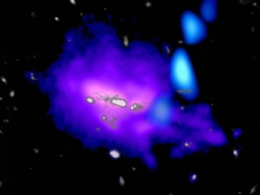 stream of gas coming off of a central region of a galaxy cluster