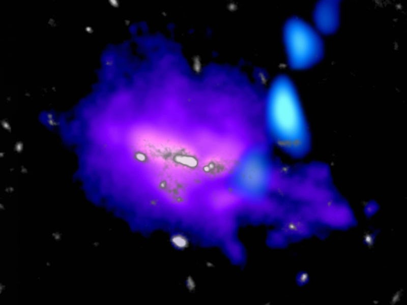 stream of gas coming off of a central region of a galaxy cluster