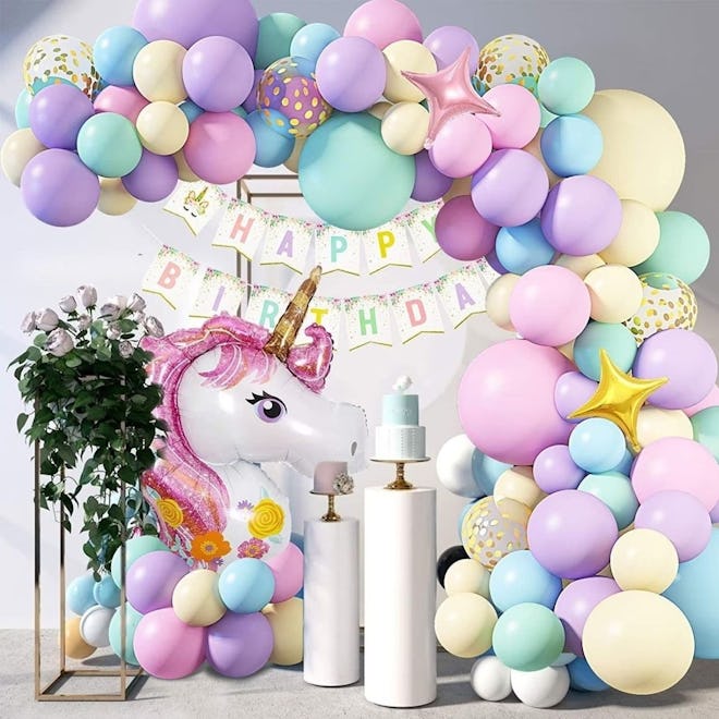 unicorn baby shower balloon arch