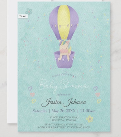 unicorn baby shower invitation