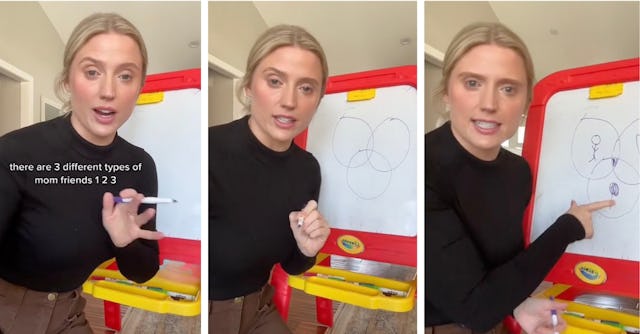 A TikTok mom breaks down the three key factors that make up the perfect mom friend with a funny Venn...