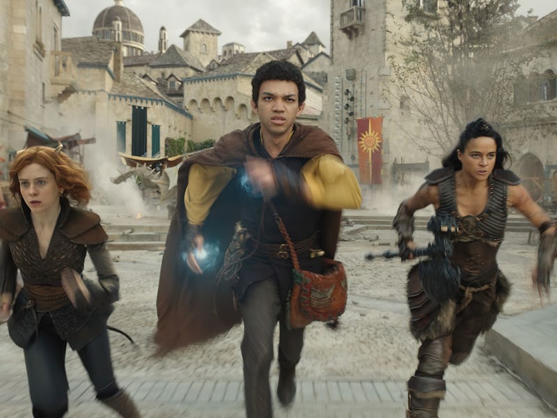 Sophia Lillis, Justice Smith, and Michelle Rodriguez in 'Dungeons & Dragons: Honor Among Thieves'