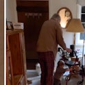 A great-grandpa who never though he would meet his great-granddaughter helps her learn to walk using...