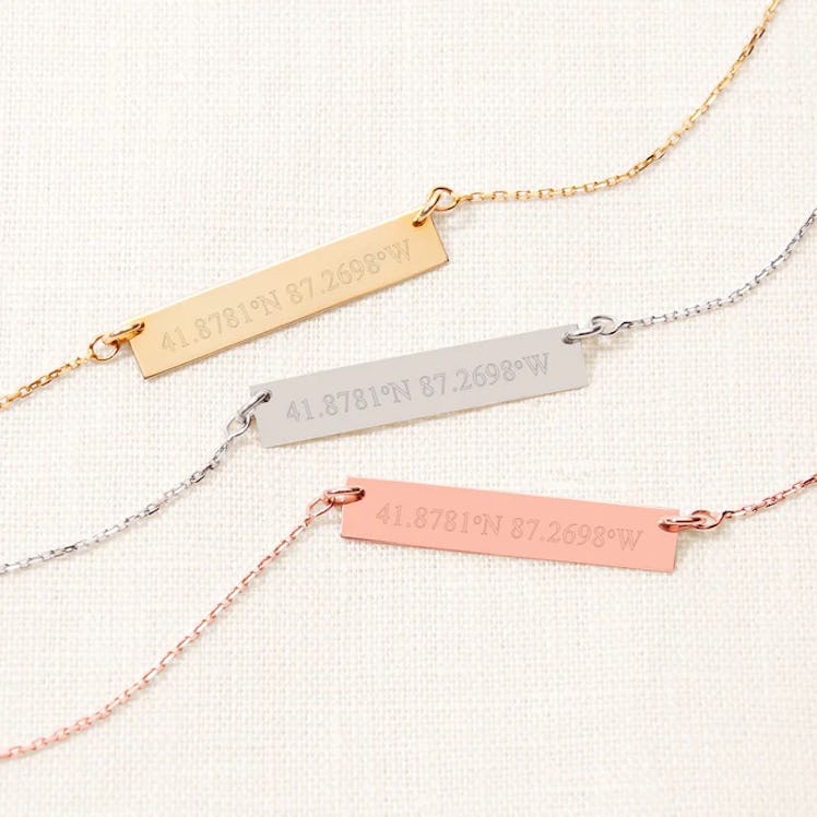This Eve's Addiction necklace of your hometown's coordinates is a great product to deal with homesic...