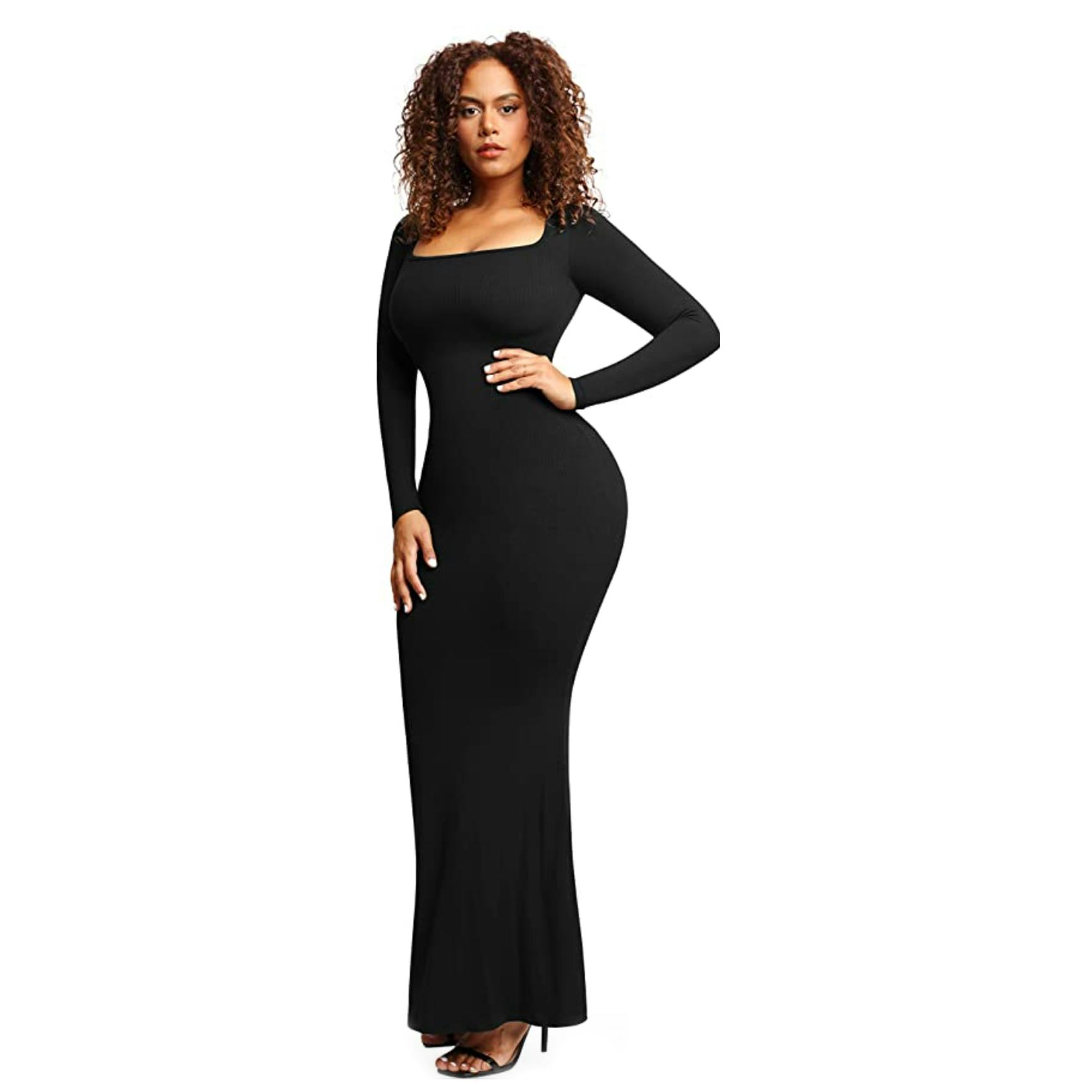Long Sleeve Bodycon Midi Shaper Dress